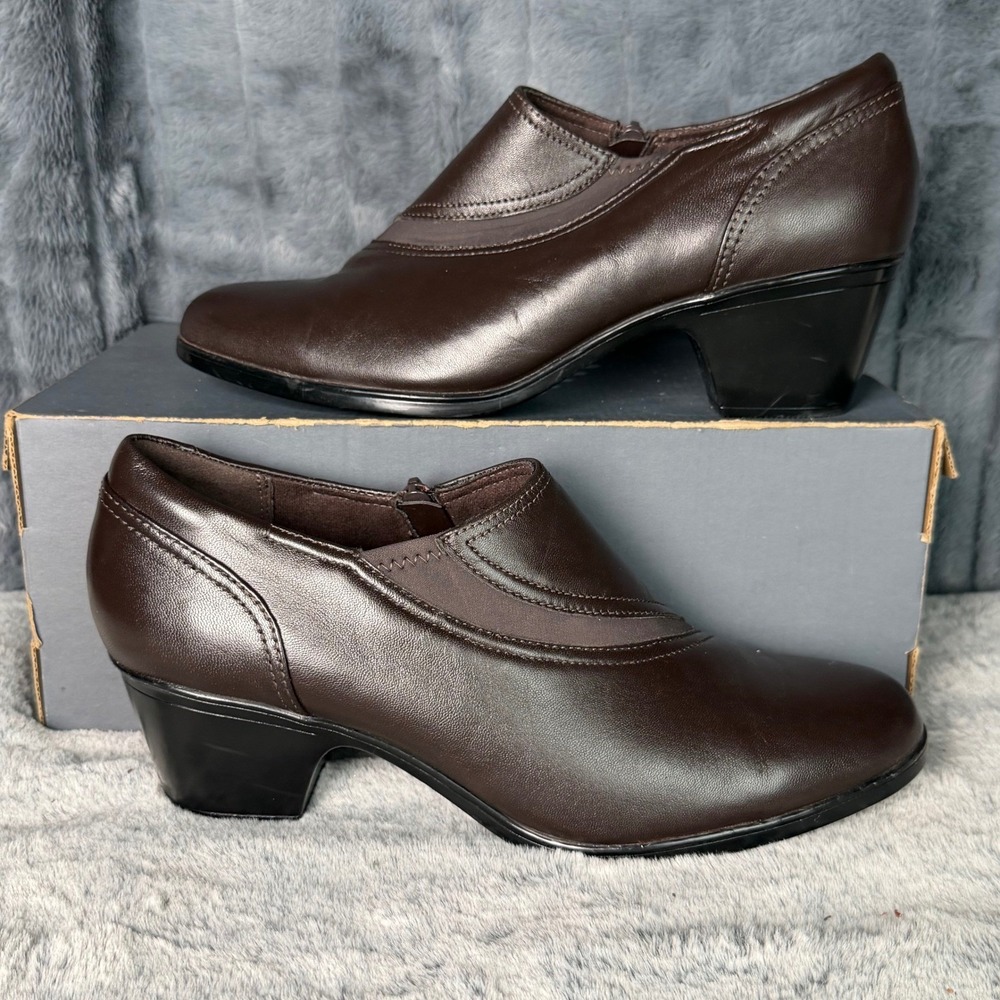 Clarks Collection Emily2 Dove Dark Brown Leather Shooties Womens 12 Narrow Heel